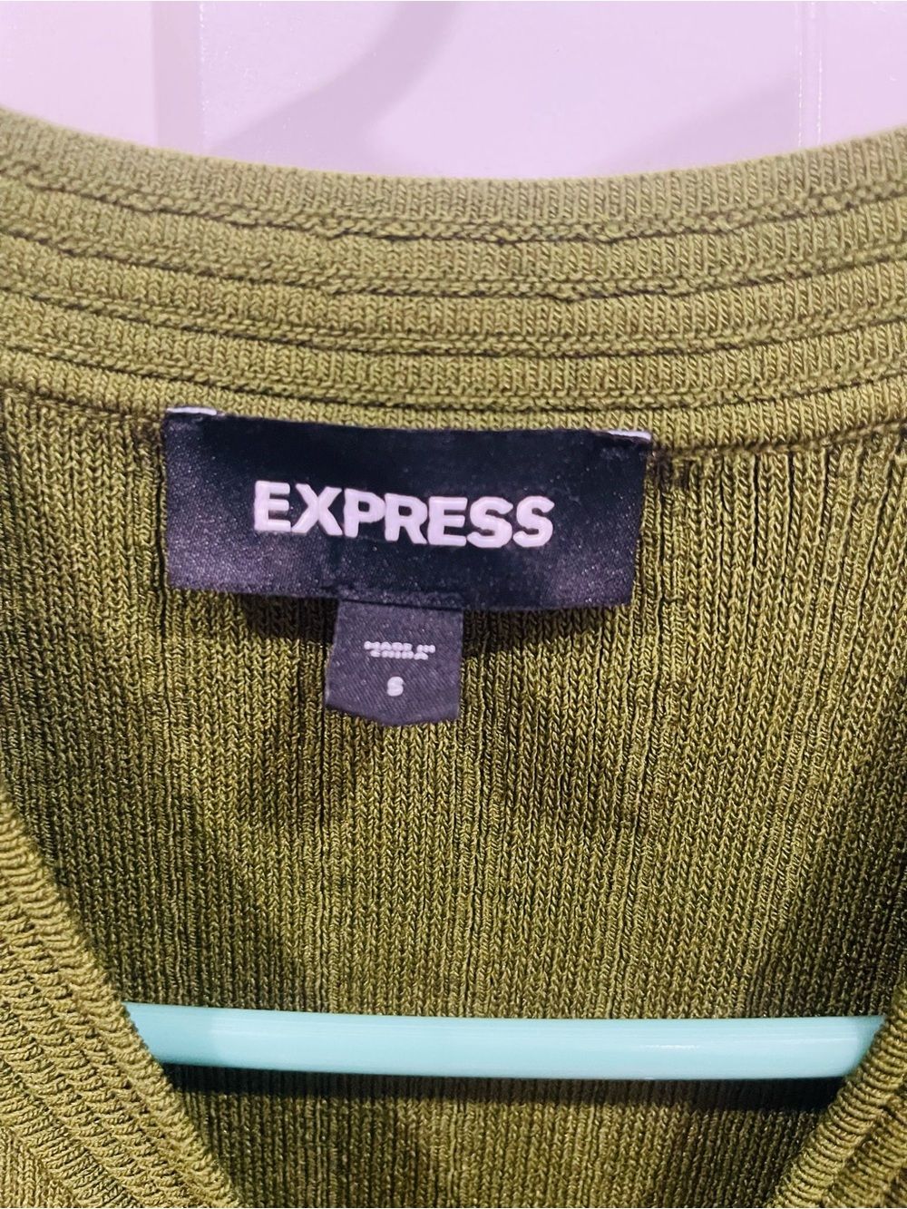 Express Olive Green Ribbed Button Front Blazer - Picture 3 of 3